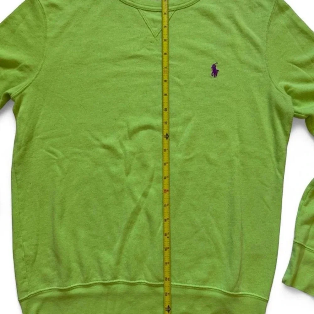 Polo Ralph Lauren Mens Lime Green Crewneck Sweatshirt Purple Pony Logo Size M